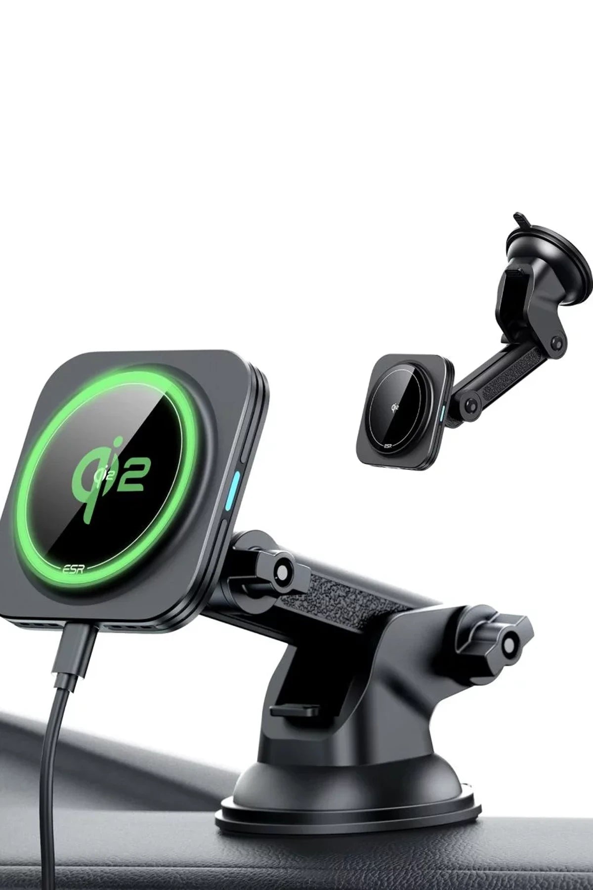 ESR Qi2 HaloLock Vantuz Özellikli 15W Magsafe Şarj 360 Dönen Destekli Araç Tutucu - Siyah
