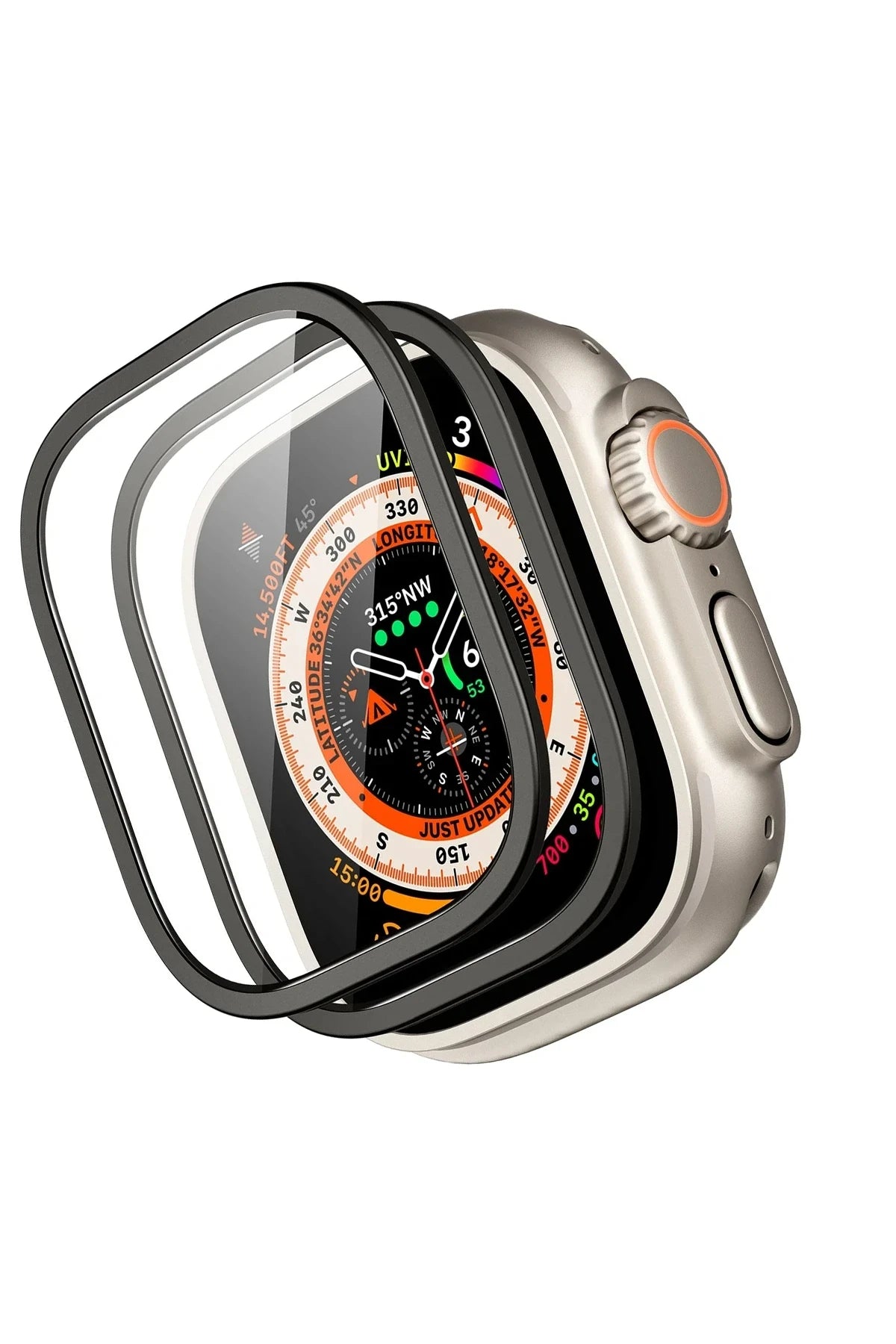 ESR Apple Watch Ultra 2 49mm Armorite 2 Adet Saat Cam Ekran Koruyucu - Siyah