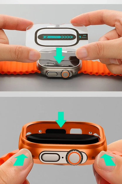 ESR Apple Watch Ultra 2 49mm Armorite Protection Saat Kasa + 2 Adet Saat Cam Ekran Koruyucu Set - Titan Gri